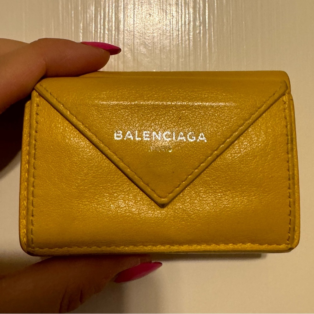 Balenciaga Papier Mini Wallet - Yellow Leather